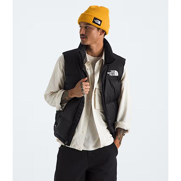 The North Face Men's 1996 Retro Nuptse Vest Black Zip Pockets Hood Goose Down M - Picture 1 of 16